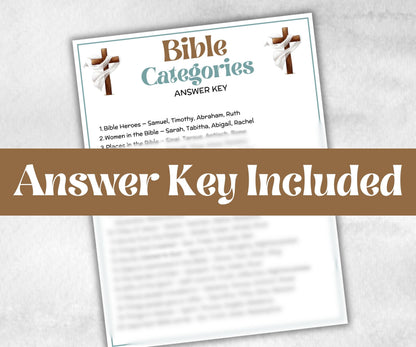 Bible Categories Trivia, Sunday School, Bible Study riddles, Holiday Party Games, Bible Camp, womens retreat group, think fast, preschool