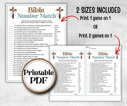 Bible Number Match Trivia, Sunday School, Bible Study riddles, Holiday Party Games, Bible Camp, womens retreat group, preschool curriculum