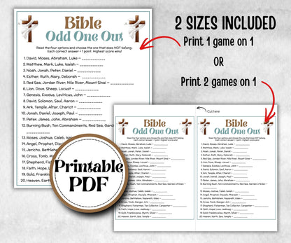 Bible Find the Odd One Out Trivia, Sunday School, Bible Study riddles, Holiday Party, Bible Camp, womens retreat group, Bible characters
