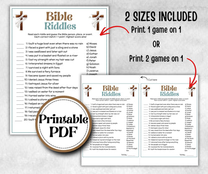 Bible Riddles Trivia, Sunday School, Bible Study riddles, Holiday Party, Bible Camp, womens retreat group, preschool curriculum
