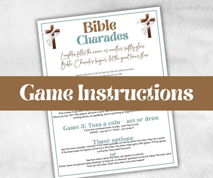 Bible charades, Bible Study riddles, Bible Camp, womens retreat group, New Testament, Old Testament, Group Game, Family Game Night, Senior