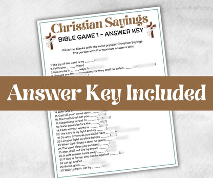 Christian Sayings Trivia, Bible Study riddles, Holiday Bible Camp, womens retreat group, New Testament, Old Testament, Preschool Curriculum