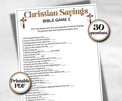 Christian Sayings, Bible Study riddles, Holiday Bible Camp, womens retreat group, New Testament, Old Testament, Preschool Curriculum quiz