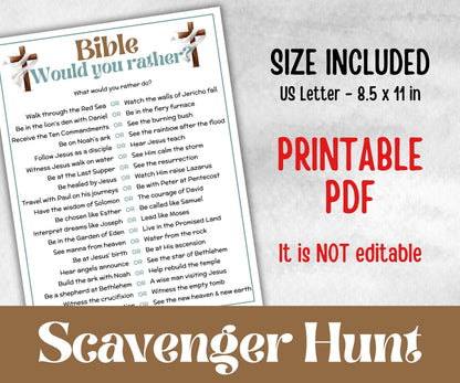 Bible Would You Rather, Bible Study riddle, Holiday Bible Camp, womens retreat group, This or That Family Game Night party, teen bible games