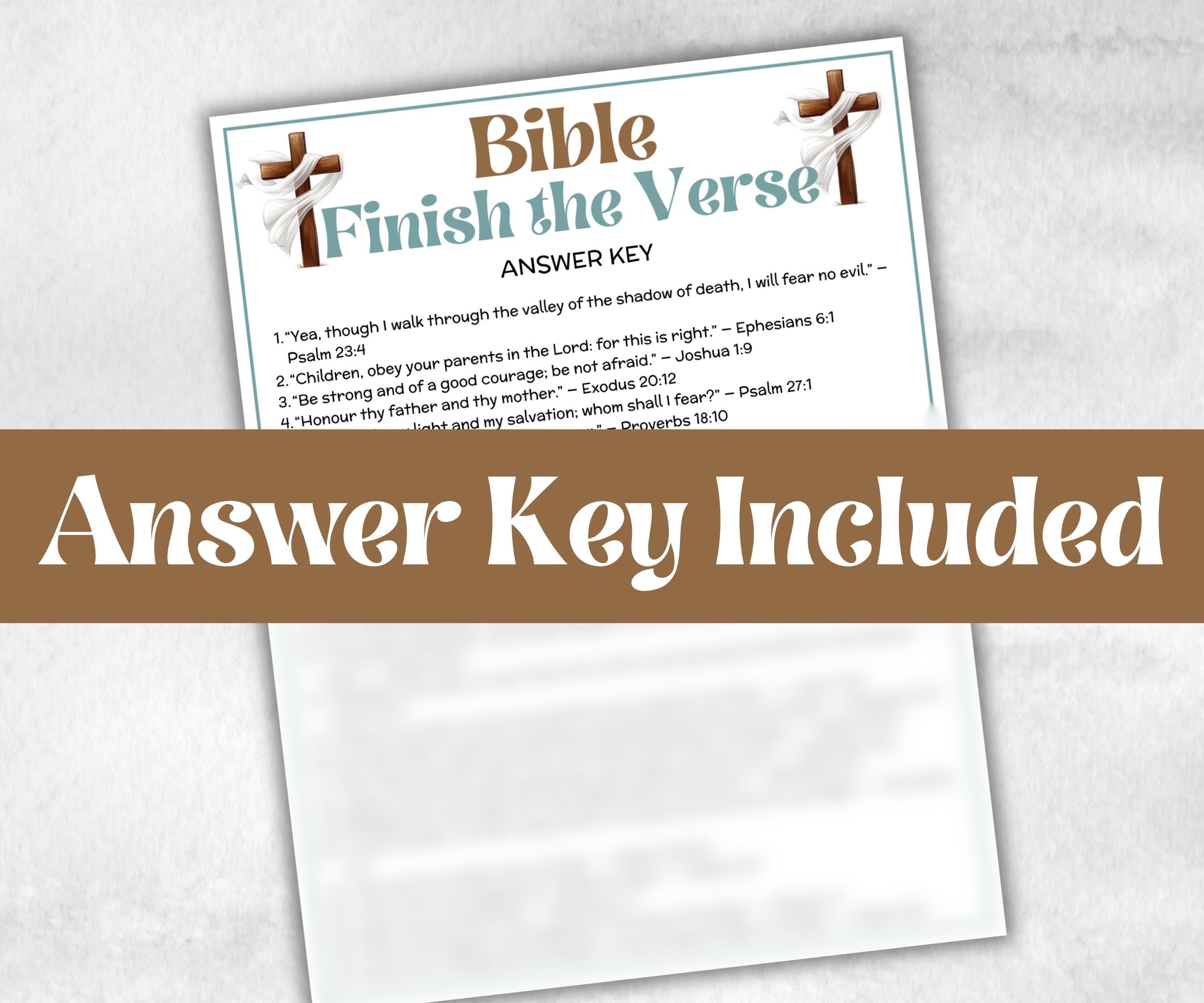 Bible Finish the Verse, Bible Study riddle, Holiday Bible Camp, womens retreat group, New Testament, Old Testament, Family Game Night party