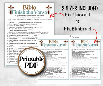 Bible Finish the Verse, Bible Study riddle, Holiday Bible Camp, womens retreat group, New Testament, Old Testament, Family Game Night party