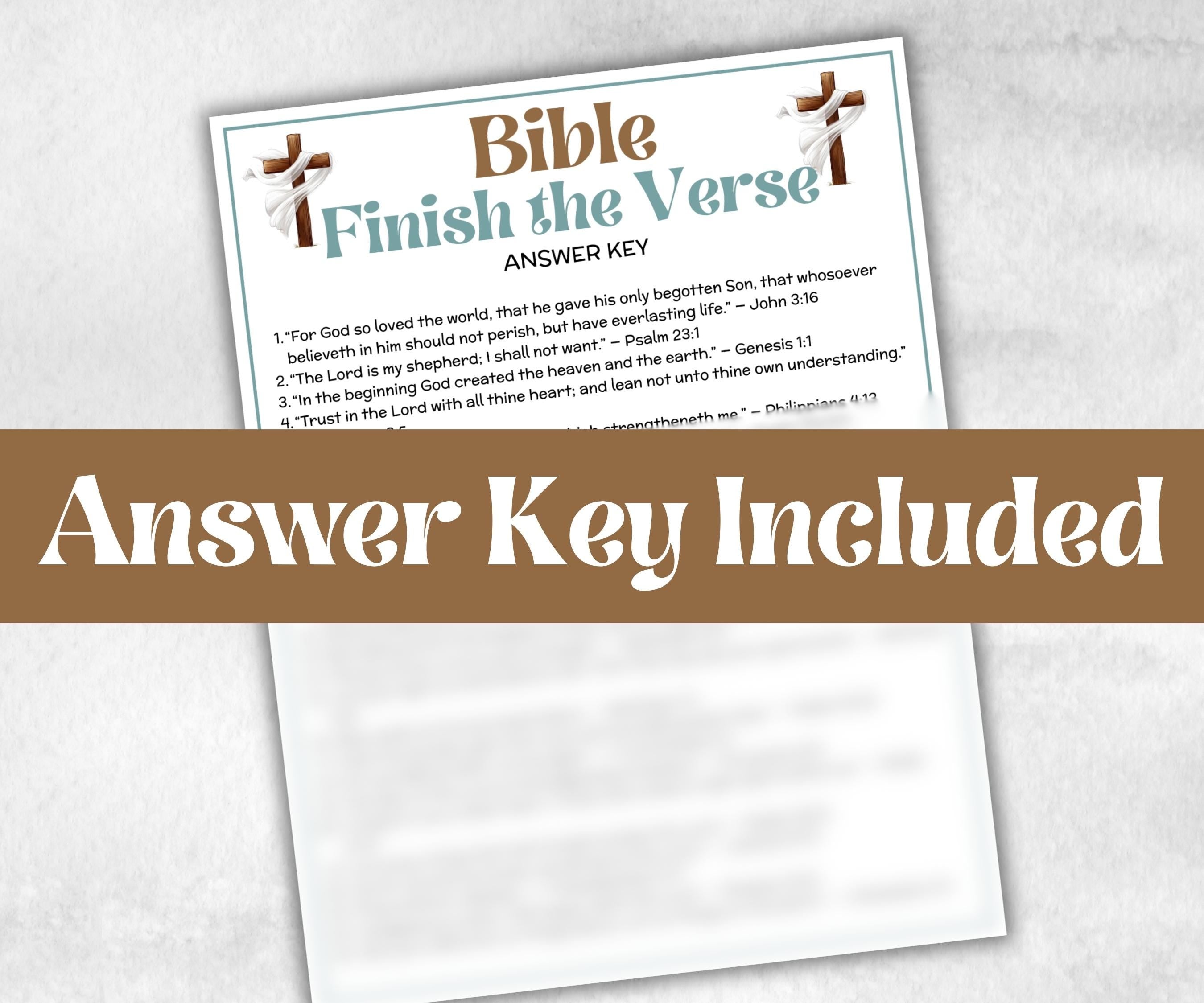 Finish the Verse Trivia, Bible Study riddle, Holiday Bible Camp, womens retreat group, New Testament, Old Testament, Family Game Night party