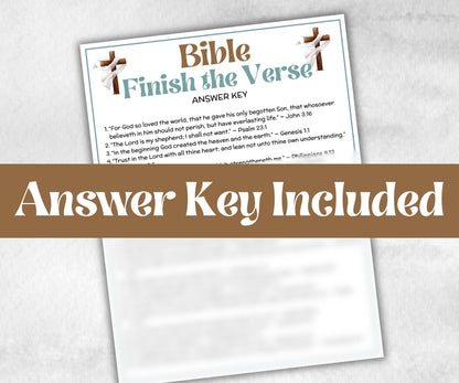 Finish the Verse Trivia, Bible Study riddle, Holiday Bible Camp, womens retreat group, New Testament, Old Testament, Family Game Night party