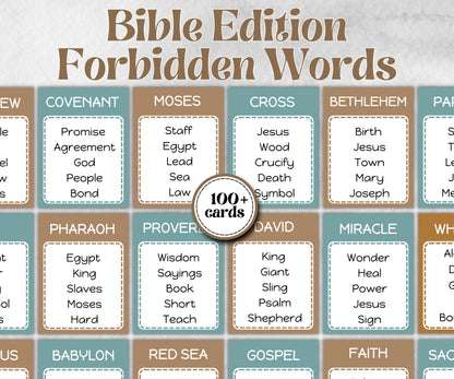 Bible Forbidden Words, Christian Game, Bible Verse, Cathloic Event, First Communion Game, Church Icebreaker game, Easter Activity, Christmas