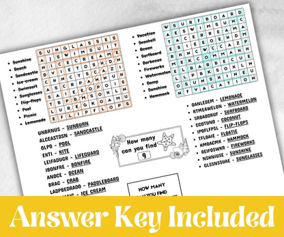 Summer coloring Placemats, Printable school sheets, beach party, breakfast, Road Trips, sunday school, pool party activity bundle, dinner