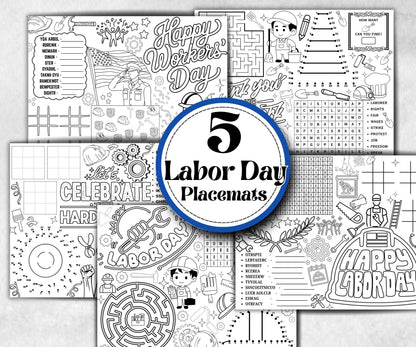 Labor Day placemat, Daycare Printable, kids activity sheets, Memorial Day, patriotic games, America, USA, remembrance day, community helpers