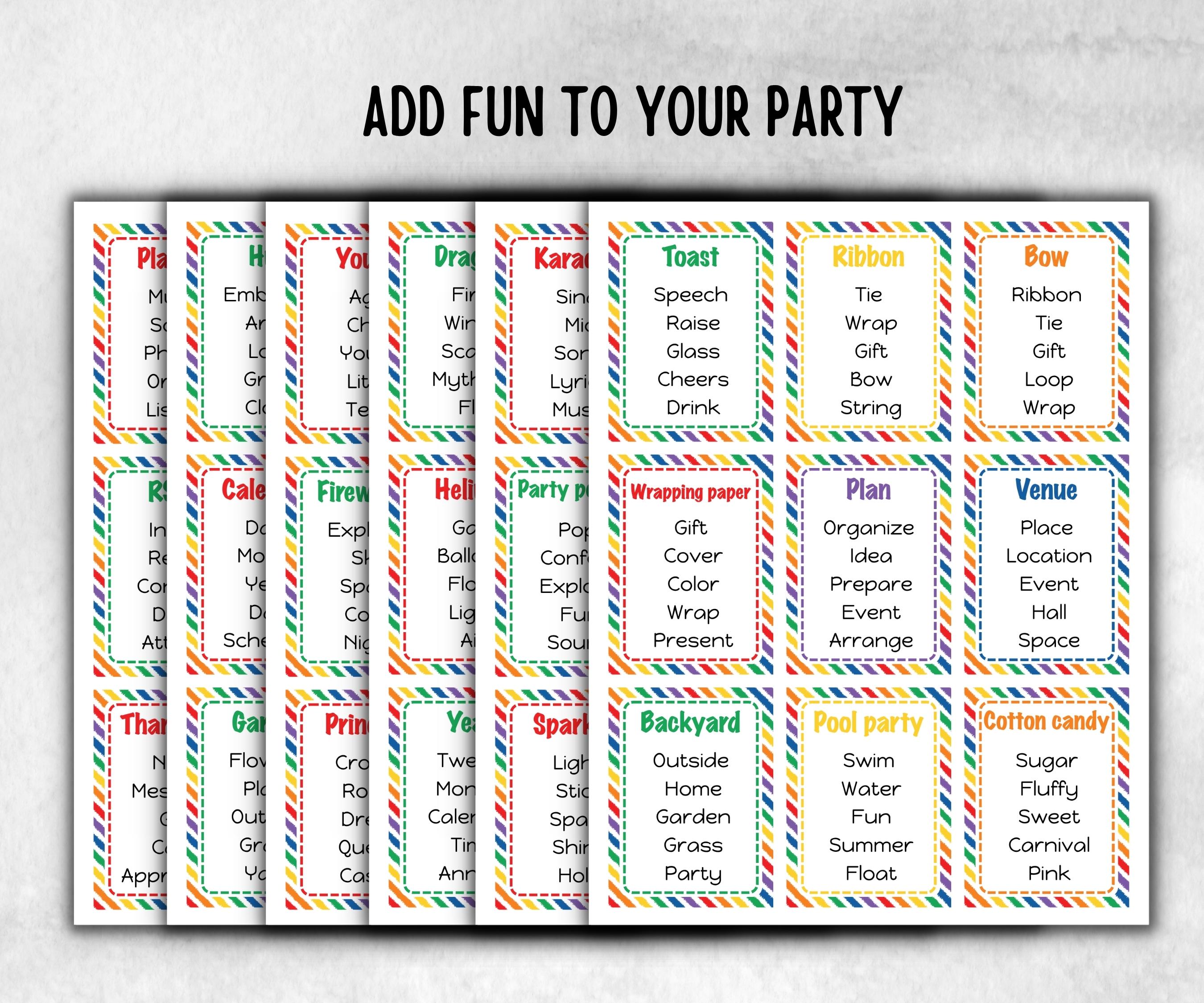 Birthday Forbidden Words, Boy Girl Birthday activity, Ice breaker trivia, Themed Party, Office Teambuilding, Coworker Celebration, Word Ban