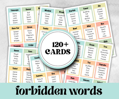 Kids Edition Forbidden Words, Boy Girl Birthday activity, Kindergarten esl activity kids, Word Ban, Daycare, Homeschool Activity, vocabulary