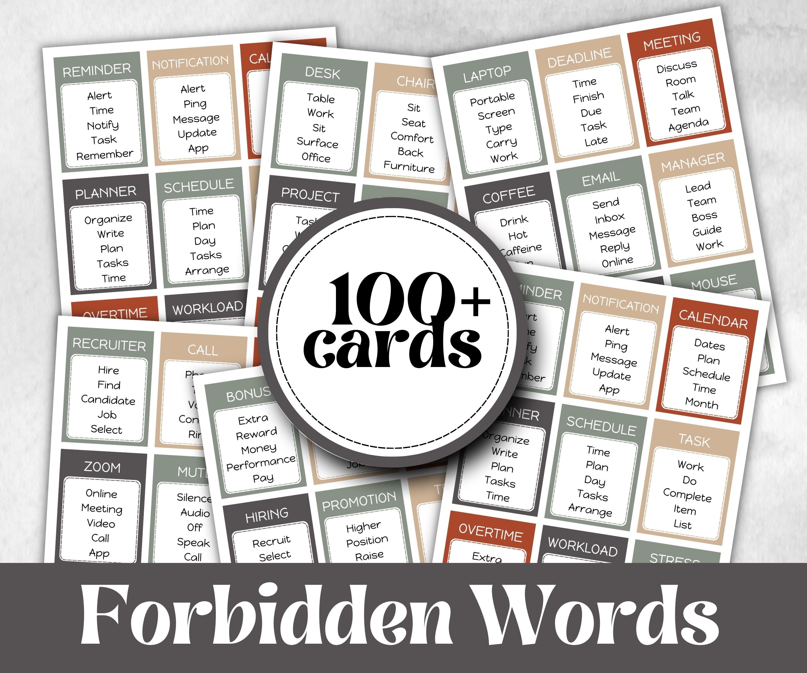 Office Edition Forbidden Words, Word Ban, Office Teambuilding, Coworker Birthday, Retirement Party, Welcome Party, Office Group Party Game