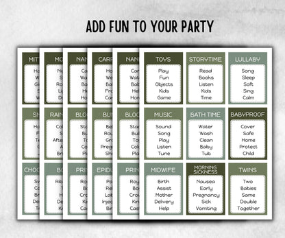 Green Baby Shower Forbidden Words, Funny Shower Game, Spring Ladies Brunch, Coed Pregnancy Game, Girl Boy Shower, expecting mom dad gift