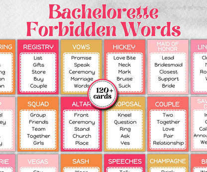 Bachelorette Forbidden Words, Pastel Shower Game, Spring Ladies Brunch, Dirty PJ Hens, Bridal Shower, Dont say it, Hen Do, Dirty Minds, x