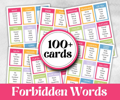Summer Forbidden Words, Family Game Night, Dont say It, Ice breaker, beach party, breakfast, Road Trips, sunday school, pool party, BBQ game