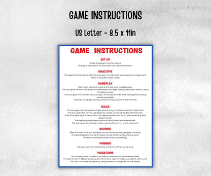 4th of July Forbidden Words, Kindergarten esl, America Word Ban, Homeschool Activity, Independence Day Trivia, Patriotic Game Summer BBQ