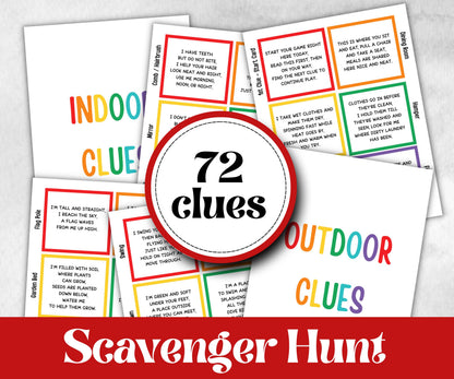 Kids Indoor Outdoor Scavenger Hunt for kids, Boy Girl Birthday, game for older kid, milestone birthday gift, tricky treasure hunt, 78 clues