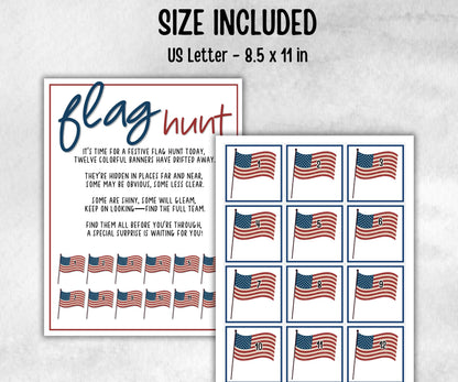 Patriotic Flag Hunt, Family Game Night, Summer Barbeque reunion, backyard hunt, 4th of july, Independence day, Flag day kids school activity