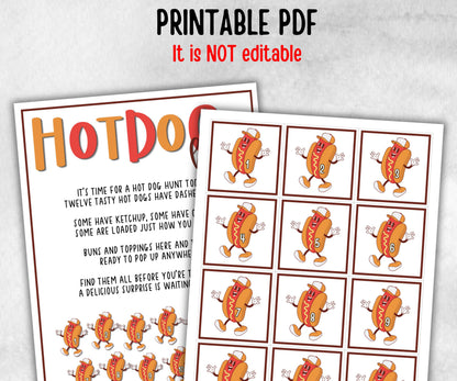Hot Dog Scavenger Hunt for kids, Barbeque reunion, backyard hunt, National Hot Dog Day, Fast Food, July 4th, theme birthday, grilling month