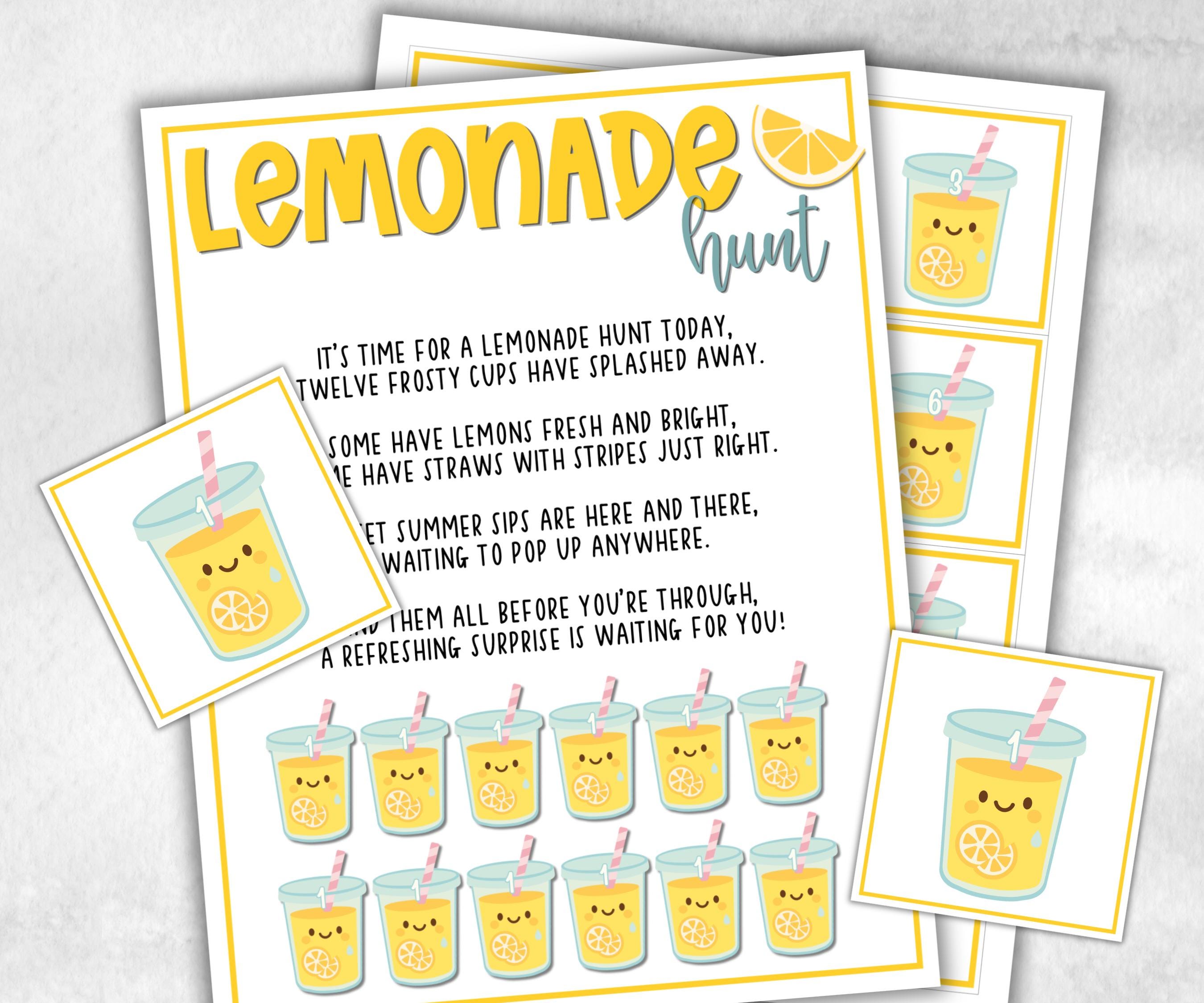 Lemonade Scavenger Hunt for kids, backyard hunt, Fruits themed shower, birthday, tea party, spring yard games, garden party icebreaker idea