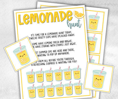 Lemonade Scavenger Hunt for kids, backyard hunt, Fruits themed shower, birthday, tea party, spring yard games, garden party icebreaker idea