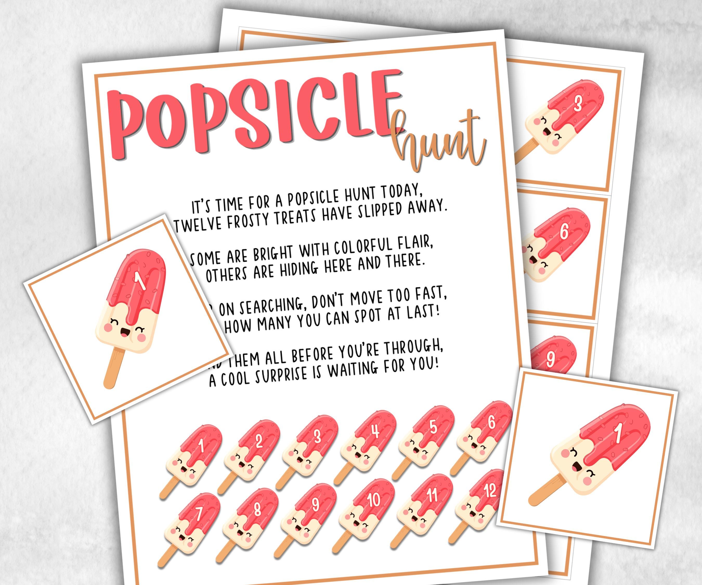 Popsicle Scavenger Hunt for kids, backyard hunt, Sweets and Treat themed birthday, tea party, spring yard game, garden party icebreaker idea