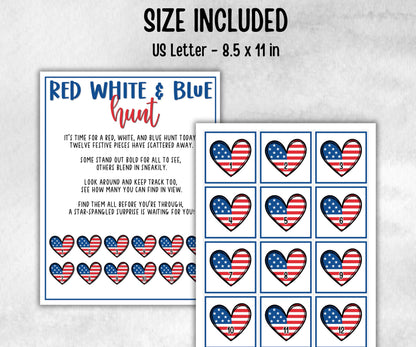 Red White and Blue Hunt for kids, Summer Barbeque reunion, backyard yard hunt, 4th of july, Independence day, school game, Stars Stripes