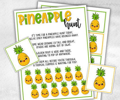Pineapple Scavenger Hunt for Kids, Hawaiian Theme party, Tropical Beach game, Fruits themed kids birthday, party icebreaker idea, Luau party