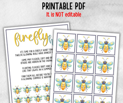 Firefly Scavenger Hunt for kids, backyard hunt, themed birthday, tea party game, spring yard games, garden party icebreaker idea, beach game