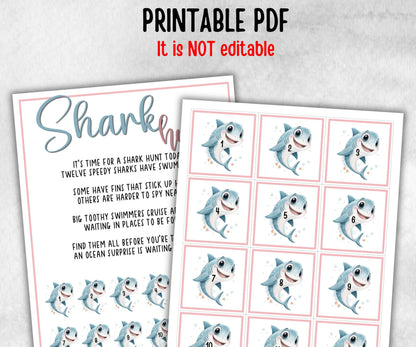 Shark Scavenger Hunt for kids, Ocean themed birthday, tea party, spring yard games, icebreaker idea, Beach Pool Party activity, Shark week