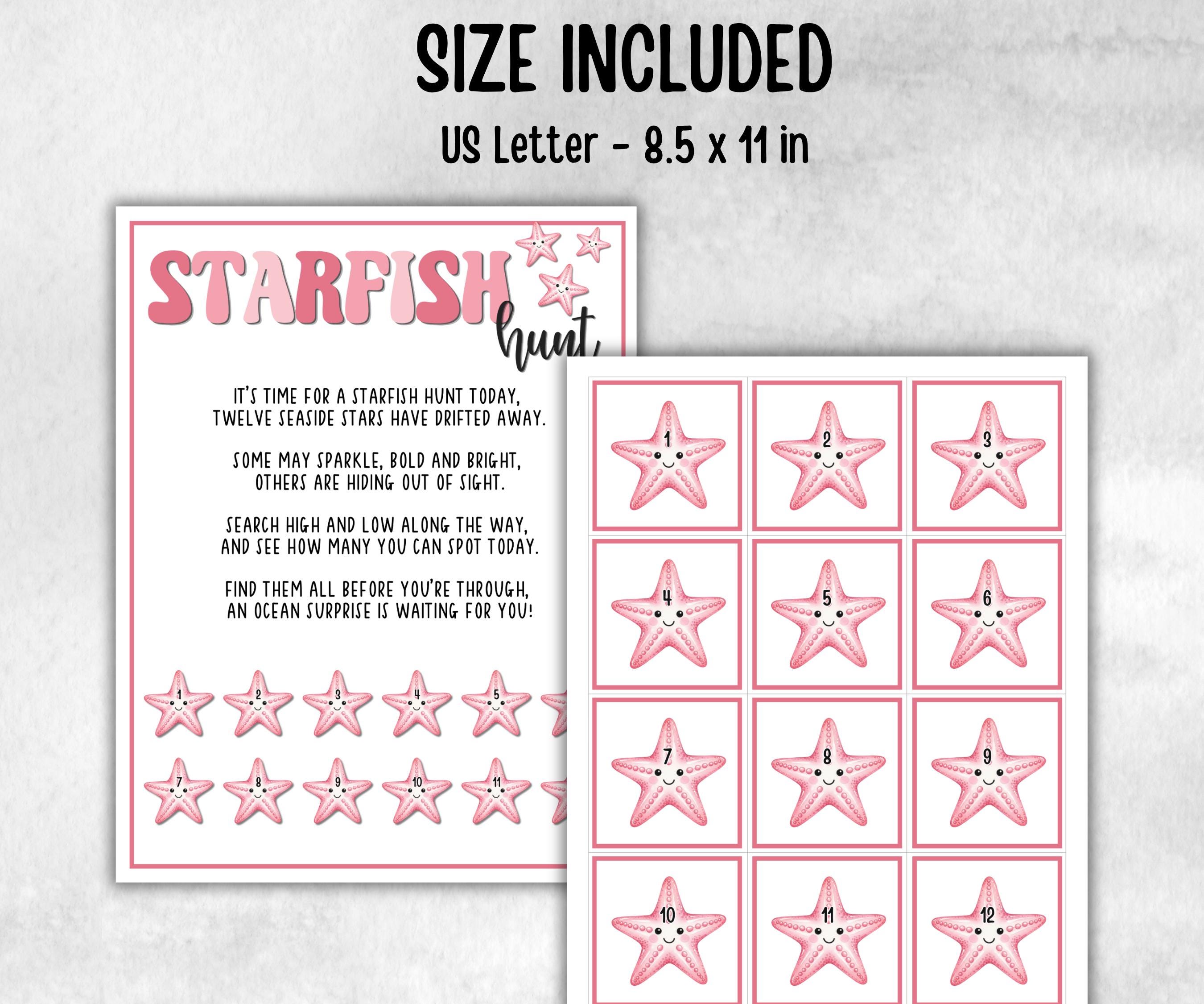 Starfish Scavenger Hunt for kids, Ocean themed birthday, tea party, spring yard games, icebreaker idea, Beach Pool Party activity, Water