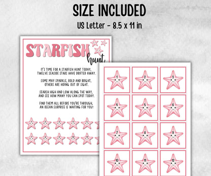 Starfish Scavenger Hunt for kids, Ocean themed birthday, tea party, spring yard games, icebreaker idea, Beach Pool Party activity, Water
