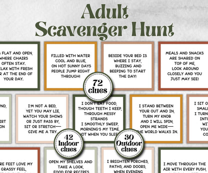 Adult Indoor Outdoor Scavenger Hunt for kids, Birthday game for older kid, milestone birthday gift, tricky treasure hunt, tricky hard riddle