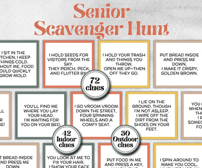Senior Living Indoor Outdoor Scavenger Hunt, Birthday game for senior citizens, milestone birthday gift, treasure hunt, fun retirement,