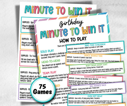 Birthday Minute to Win It, older kids activity, Boy Girl Birthday, milestone birthday gift, preteen at home game, spring yard game, reunion