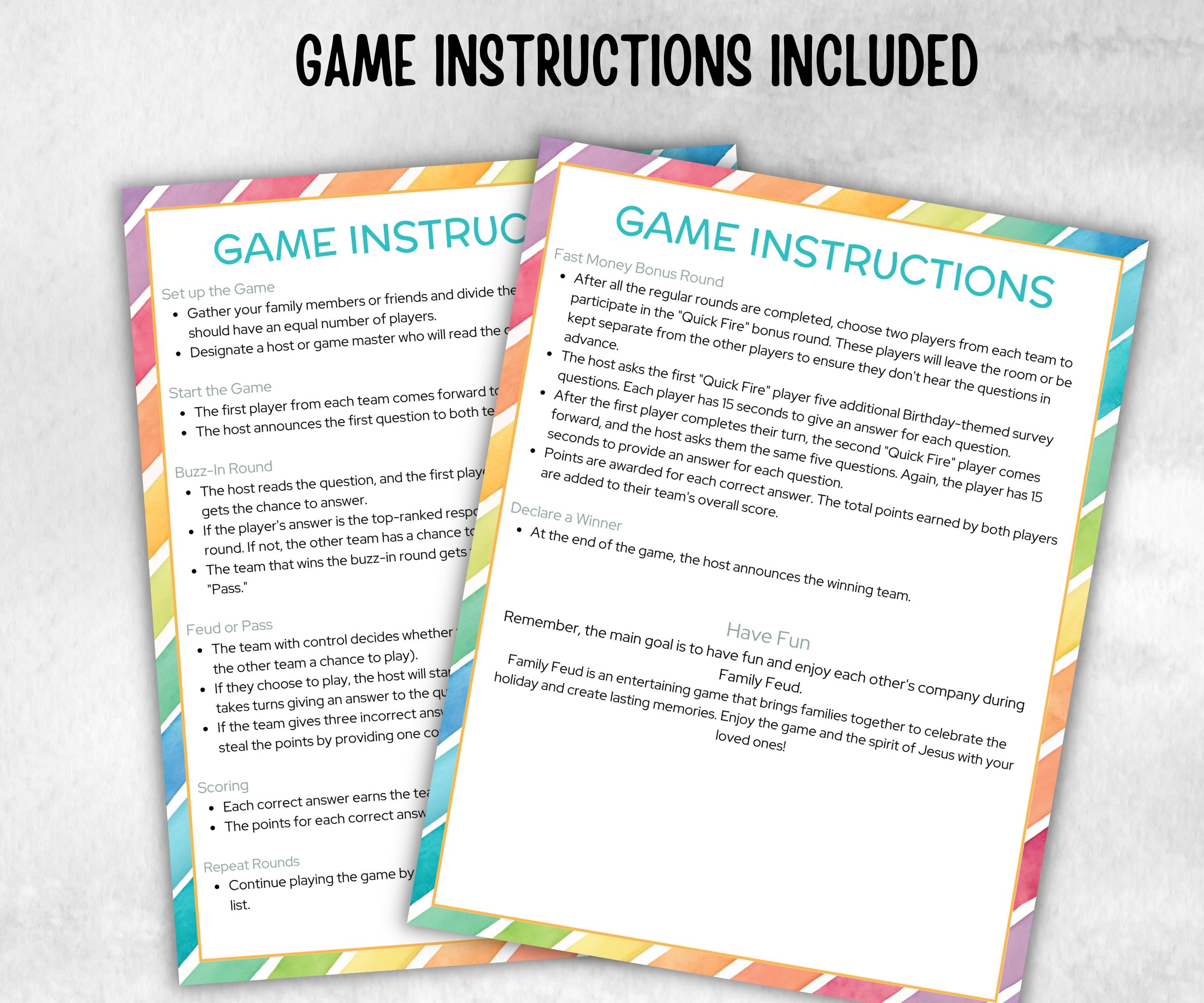 Birthday Friendly Feud, for kids and adults, Boy Girl Birthday, milestone birthday, funny party activity, teen tween icebreaker trivia, game