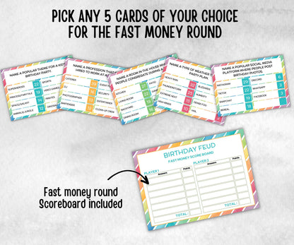 Birthday Friendly Feud, for kids and adults, Boy Girl Birthday, milestone birthday, funny party activity, teen tween icebreaker trivia, game