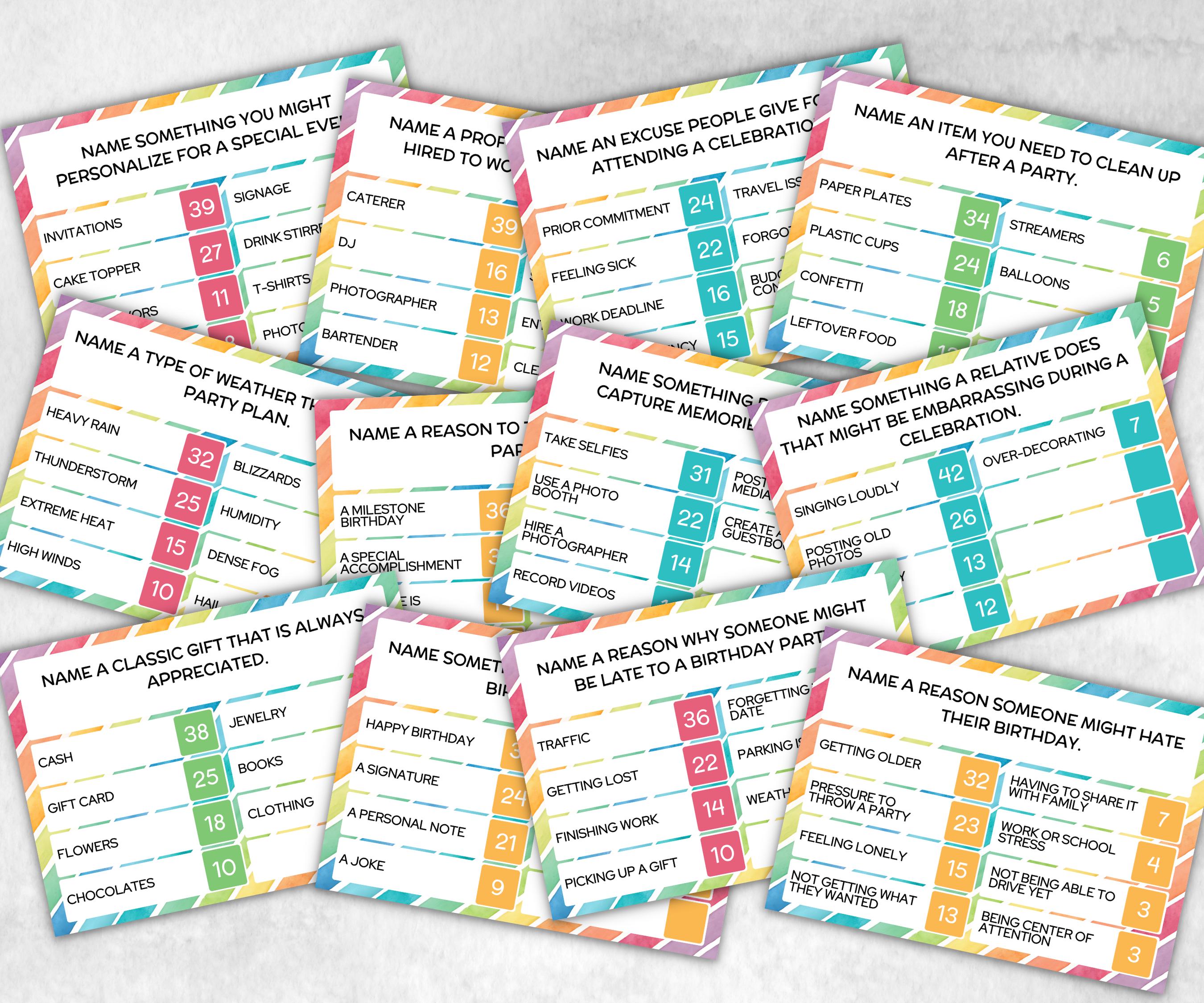 Birthday Friendly Feud, for kids and adults, Boy Girl Birthday, milestone birthday, funny party activity, teen tween icebreaker trivia, game