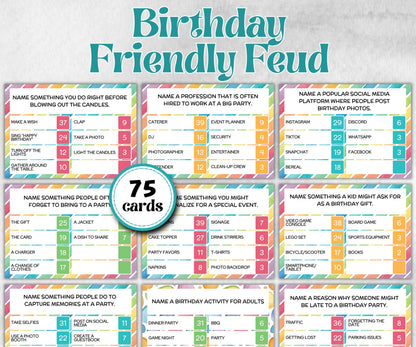 Birthday Friendly Feud, for kids and adults, Boy Girl Birthday, milestone birthday, funny party activity, teen tween icebreaker trivia, game