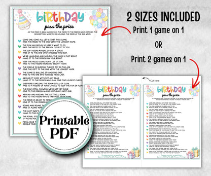 Birthday Pass The Prize, Left Right Game, preteen at home game, Pass the Present Poem, Kids Party activity, Boy Girl Birthday, milestone