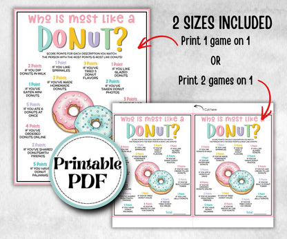 Who is most like a Donut, Sweet and treats, themed birthday, spring yard games, garden party icebreaker ideas, garden tea party, icebreaker