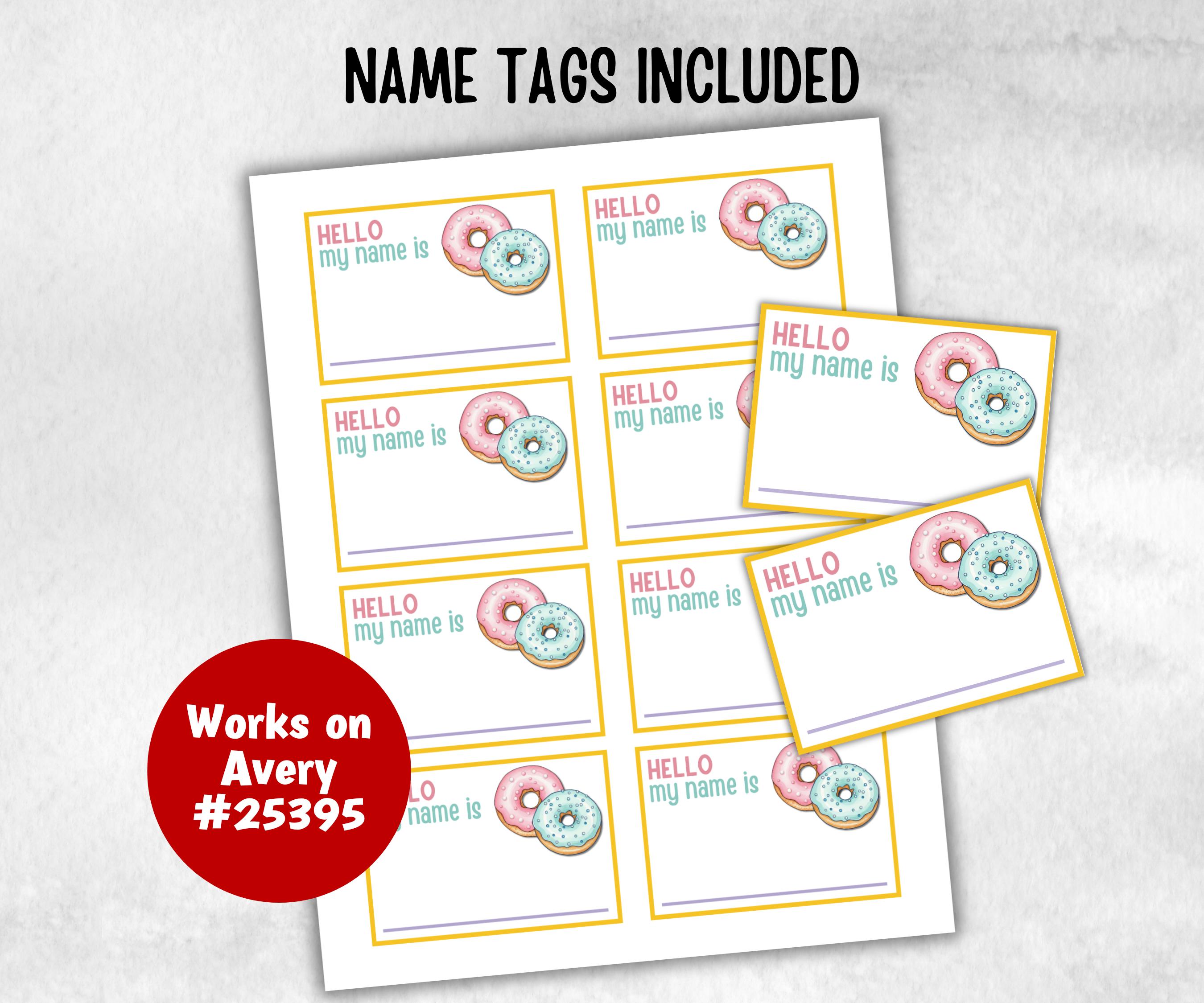 Whats your Donut name game, with name tags, Sweet and treat, themed birthday, family reunion party, classroom activities, spring summer game