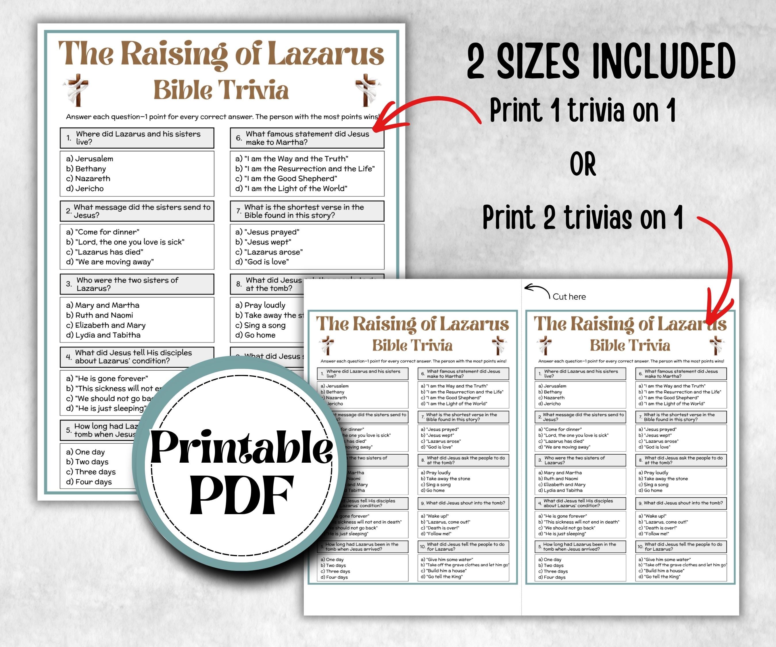 Bible - The Raising of Lazarus Trivia