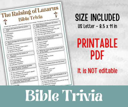 Bible - The Raising of Lazarus Trivia