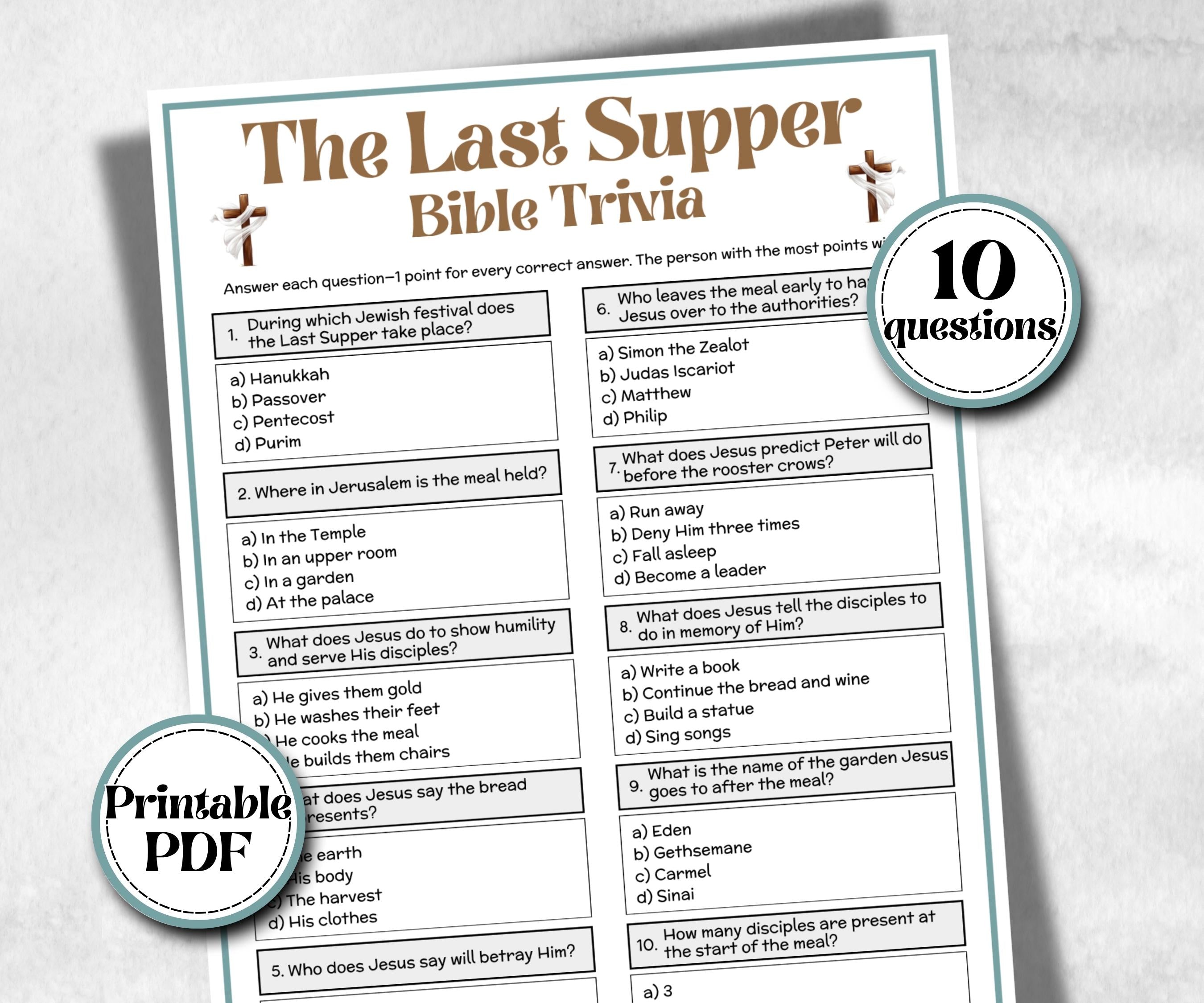 Bible - The Last Supper Trivia