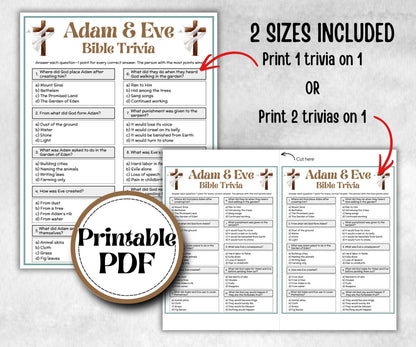 Adam and Eve Trivia, Bible Camp, Bible Study riddles, Holiday Party Games, womens retreat group party, Old Testament Trivia, Youth Group