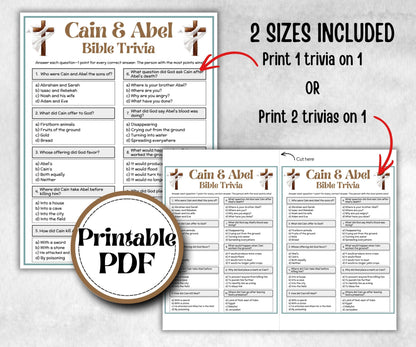 Cain and Abel Trivia, Bible Camp, Bible Study riddles, Holiday Party Games, womens retreat group party, Old Testament Trivia, Youth Group
