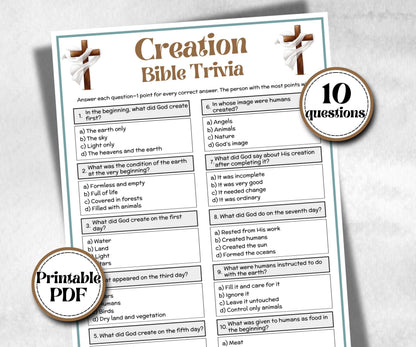 Creation Trivia, Bible Camp, Bible Study riddles, Holiday Party Game, womens retreat group party, Old Testament Trivia, Biblical Youth Group